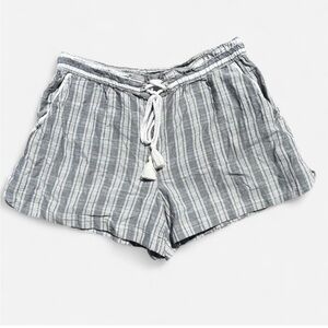 Anthropologie Elevenses Gray High Waist Striped Shorts with Tassels. Size Medium